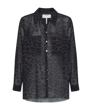 ONE TEASPOON Leopard chiffon longline shirt