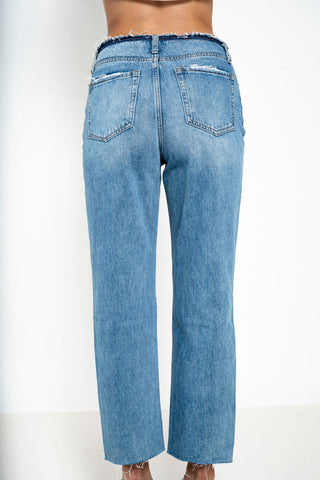 Bandless High Rise Crop Straight Denim