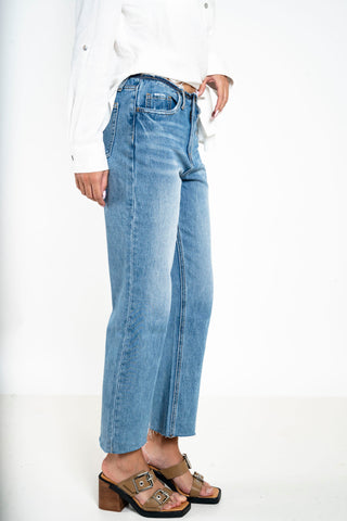 Bandless High Rise Crop Straight Denim