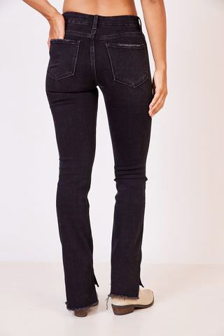 Well-Intentioned mid rise step hem w slit straight denim
