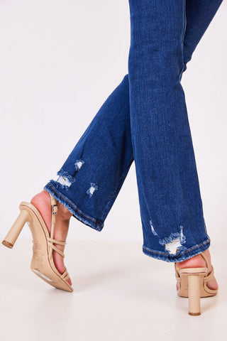 Sparkling high rise slim bootcut denim