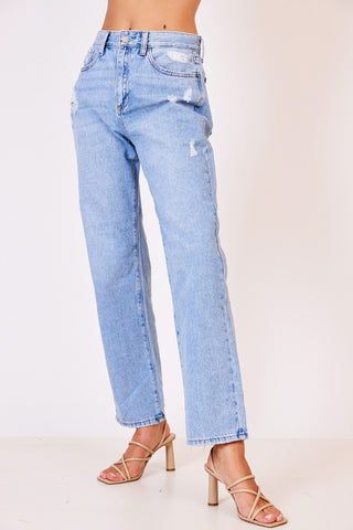 Rosemary super high rise dad jeans with distressing
