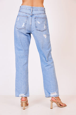 Rosemary super high rise dad jeans with distressing