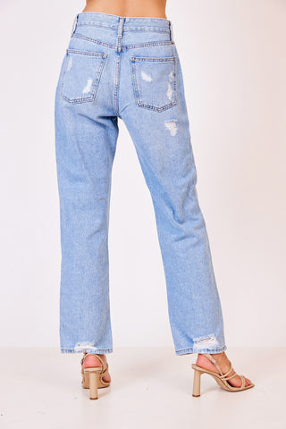 Rosemary super high rise dad jeans with distressing